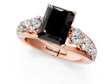 Rose gold Fancy Black Radiant Cut Cut Diamond Engagement Ring with Pavé Band and Four-Prong Setting_1
