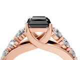 Rose gold Fancy Black Radiant Cut Cut Diamond Engagement Ring with Pavé Band and Four-Prong Setting_4