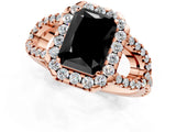 Rose gold Fancy Black Radiant Cut Cut Diamond Halo Engagement Ring with Open Split Pavé Band_1