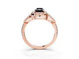 Rose gold Fancy Black Radiant Cut Cut Diamond Halo Engagement Ring with Open Split Pavé Band_3