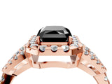 Rose gold Fancy Black Radiant Cut Cut Diamond Halo Engagement Ring with Open Split Pavé Band_4