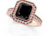 Rose gold Fancy Black Radiant Cut-Cut Diamond Halo Engagement Ring with Pave Band and Prong Setting_1