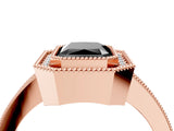 Rose gold Fancy Black Radiant Cut-Cut Diamond Halo Engagement Ring with Pave Band and Prong Setting_4