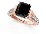 Rose gold Fancy Black Radiant Cut Cut Diamond Pavé Band Solitaire with Four-Prong Setting_1
