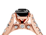 Rose gold Fancy Black Radiant Cut Cut Diamond Pavé Band Solitaire with Four-Prong Setting_4