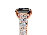 Rose gold Fancy Black Radiant Cut Cut Diamond Pavé Band Solitaire with Four-Prong Setting_5