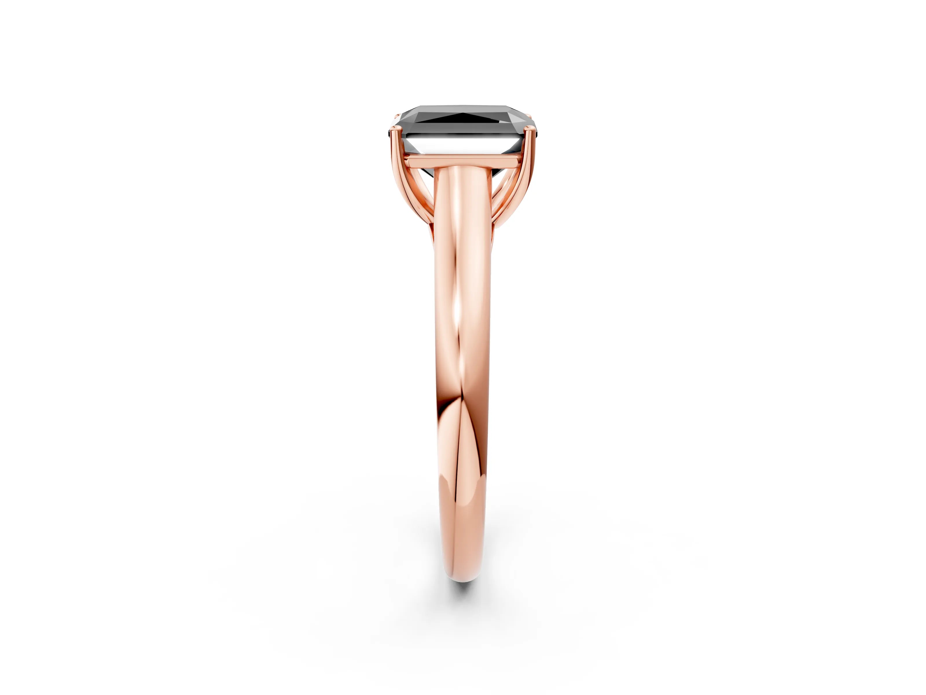 Rose gold Fancy Black Radiant Cut Cut Diamond Solitaire Engagement Ring with Tapered Plain Band and Four-Prong Setting_2