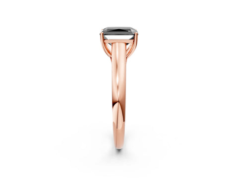 Rose gold Fancy Black Radiant Cut Cut Diamond Solitaire Engagement Ring with Tapered Plain Band and Four-Prong Setting_2