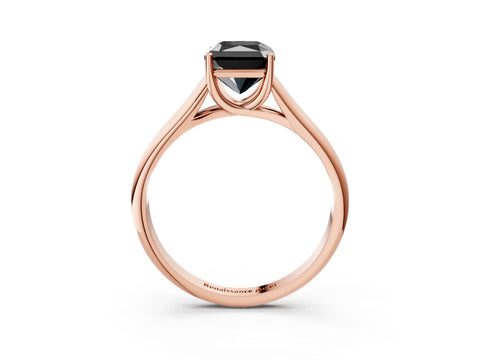 Rose gold Fancy Black Radiant Cut Cut Diamond Solitaire Engagement Ring with Tapered Plain Band and Four-Prong Setting_3