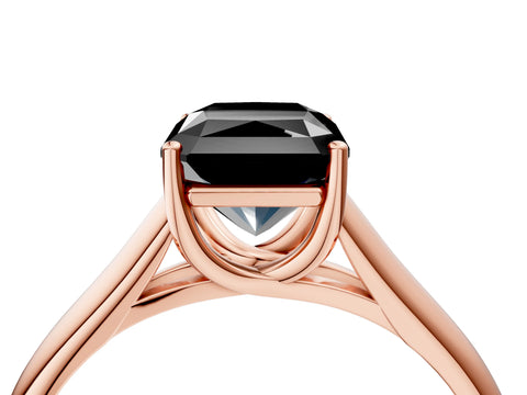 Rose gold Fancy Black Radiant Cut Cut Diamond Solitaire Engagement Ring with Tapered Plain Band and Four-Prong Setting_4