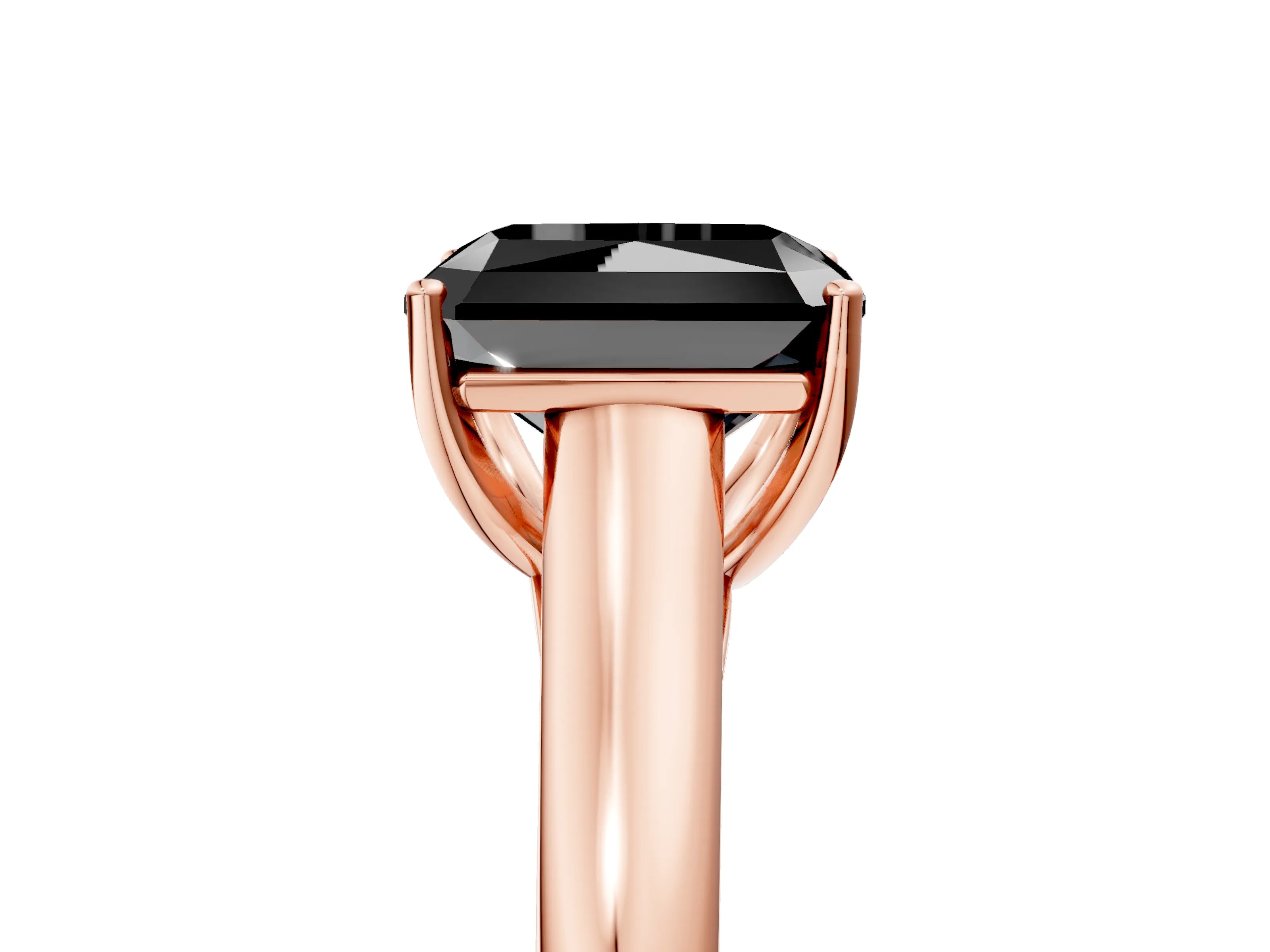 Rose gold Fancy Black Radiant Cut Cut Diamond Solitaire Engagement Ring with Tapered Plain Band and Four-Prong Setting_5