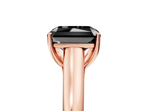 Rose gold Fancy Black Radiant Cut Cut Diamond Solitaire Engagement Ring with Tapered Plain Band and Four-Prong Setting_5