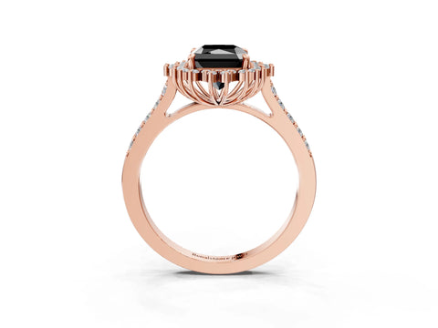 Rose gold Fancy Black Radiant Cut Cut Diamond Sunburst Halo Engagement Ring with Pavé Band_3
