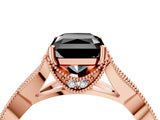 Rose gold Fancy Black Radiant Cut Cut Diamond Twisted Band with Milgrain Pave Setting and Four-Prong Setting_4