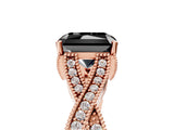 Rose gold Fancy Black Radiant Cut Cut Diamond Twisted Band with Milgrain Pave Setting and Four-Prong Setting_5