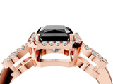 Rose gold Fancy Black Radiant Cut Cut Halo Diamond Infinity Band with Four-Prong Setting_4