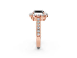 Rose gold Fancy Black Radiant Cut Cut Halo Diamond Pavé Engagement Ring with Milgrain Detailing_2