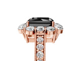 Rose gold Fancy Black Radiant Cut Cut Halo Diamond Pavé Engagement Ring with Milgrain Detailing_5