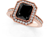 Rose gold Fancy Black Radiant Cut Cut Halo Pavé Diamond Ring_1