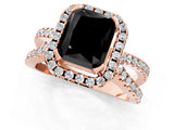 Rose gold Fancy Black Radiant Cut Cut Halo Split Shank Pave Set Ring_1