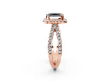 Rose gold Fancy Black Radiant Cut Cut Halo Split Shank Pave Set Ring_2