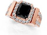 Rose gold Fancy Black Radiant Cut Cut Halo Split Shank Prong Set Ring_1