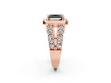 Rose gold Fancy Black Radiant Cut Cut Halo Split Shank Prong Set Ring_2