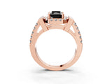 Rose gold Fancy Black Radiant Cut Cut Halo Split Shank Prong Set Ring_3