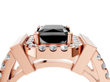Rose gold Fancy Black Radiant Cut Cut Halo Split Shank Prong Set Ring_4