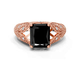 Rose gold Fancy Black Radiant Cut Cut Milgrain Pave Diamond Engagement Ring with Four-Prong Setting_27