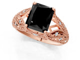 Rose gold Fancy Black Radiant Cut Cut Milgrain Pave Diamond Engagement Ring with Four-Prong Setting_28