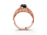 Rose gold Fancy Black Radiant Cut Cut Milgrain Pave Diamond Engagement Ring with Four-Prong Setting_30