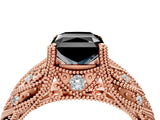 Rose gold Fancy Black Radiant Cut Cut Milgrain Pave Diamond Engagement Ring with Four-Prong Setting_31