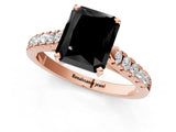 Rose gold Fancy Black Radiant Cut Cut Pavé Band Solitaire Ring with Four-Prong Setting_1