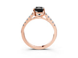 Rose gold Fancy Black Radiant Cut Cut Pavé Band Solitaire Ring with Four-Prong Setting_3