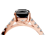 Rose gold Fancy Black Radiant Cut Cut Pavé Band Solitaire Ring with Four-Prong Setting_4