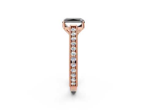 Rose gold Fancy Black Radiant Cut Cut Pave Band Milgrain Solitaire Ring_13