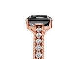 Rose gold Fancy Black Radiant Cut Cut Pave Band Milgrain Solitaire Ring_16