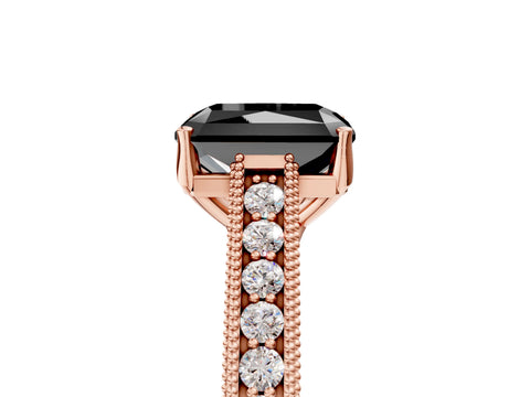 Rose gold Fancy Black Radiant Cut Cut Pave Band Milgrain Solitaire Ring_16