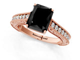 Rose gold Fancy Black Radiant Cut Cut Pave Band Milgrain Solitaire Ring_24