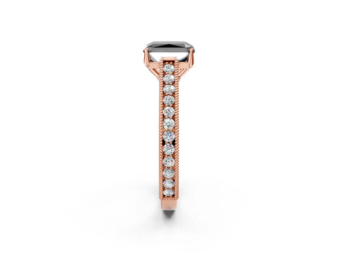 Rose gold Fancy Black Radiant Cut Cut Pave Band Milgrain Solitaire Ring_25