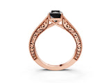 Rose gold Fancy Black Radiant Cut Cut Pave Band Milgrain Solitaire Ring_26