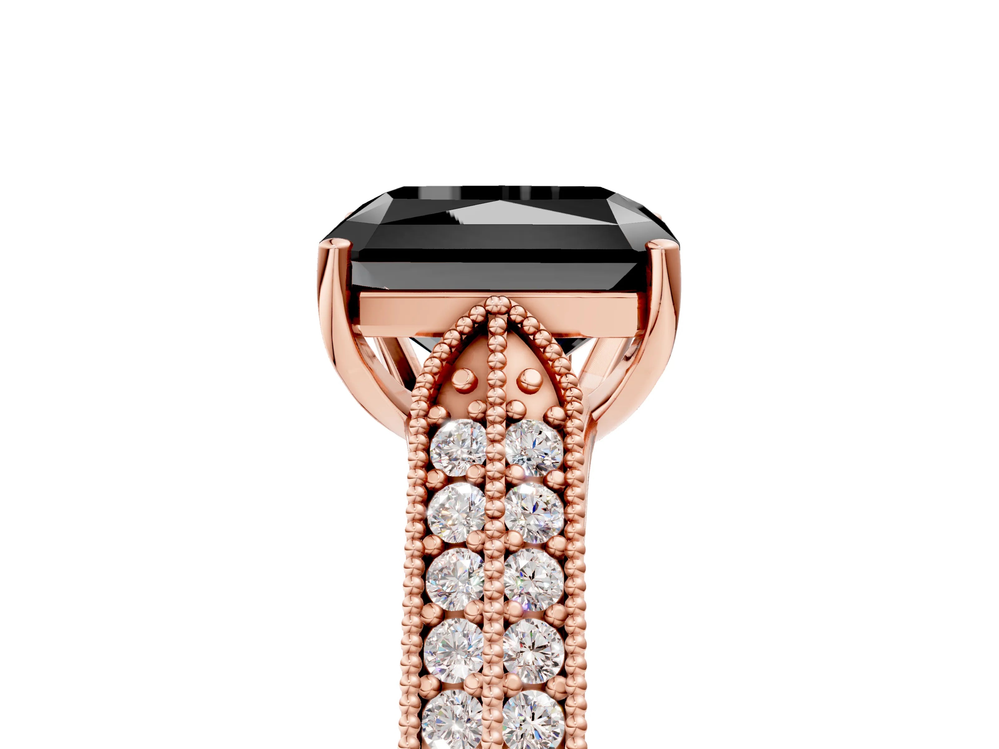 Rose gold Fancy Black Radiant Cut Cut Pave Split Shank Engagement Ring with Four-Prong Setting_5