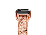 Rose gold Fancy Black Radiant Cut Cut Solitaire Engraved Band with Four-Prong Setting_5