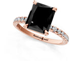 Rose gold Fancy Black Radiant Cut Diamond Brilliant Solitaire Ring with Pavé Band and Four-Prong Setting_13