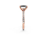Rose gold Fancy Black Radiant Cut Diamond Brilliant Solitaire Ring with Pavé Band and Four-Prong Setting_14