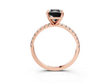 Rose gold Fancy Black Radiant Cut Diamond Brilliant Solitaire Ring with Pavé Band and Four-Prong Setting_15