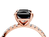 Rose gold Fancy Black Radiant Cut Diamond Brilliant Solitaire Ring with Pavé Band and Four-Prong Setting_16