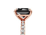 Rose gold Fancy Black Radiant Cut Diamond Brilliant Solitaire Ring with Pavé Band and Four-Prong Setting_17