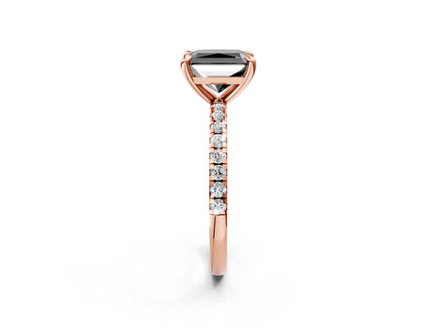 Rose gold Fancy Black Radiant Cut Diamond Brilliant Solitaire Ring with Pavé Band and Four-Prong Setting_2